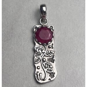 Elegant Silver and Red Pendant Necklace